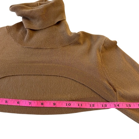 Yummy Sweater Co. Camel Color‎ Turtleneck Knit Shrug XS - Picture 7 of 9
